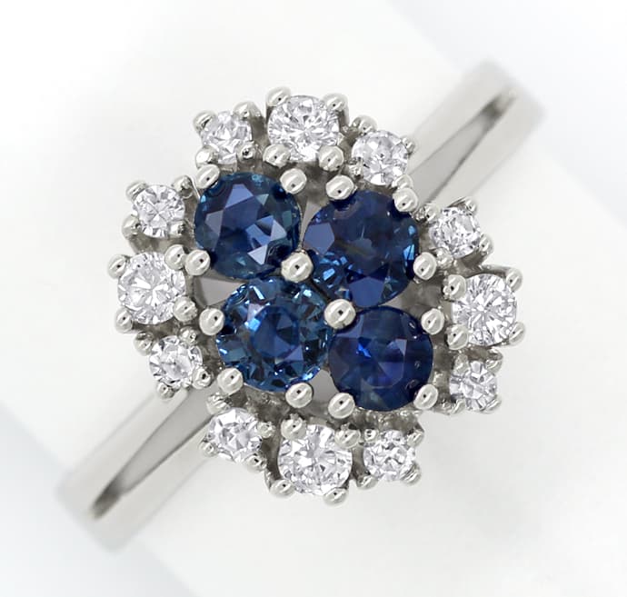 Foto 2 - Diamant Damenring mit blauen Spitzen Safiren, Weißgold, S1635