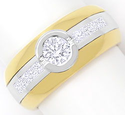 Foto 1 - Ring mit Brillanten und Princess Diamanten Bicolor Gold, S3269