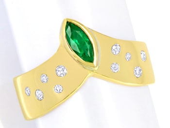Foto 1 - Designdiamantring leuchtender Spitzen Smaragd, S5157