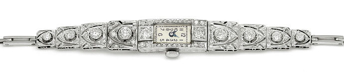 Foto 1 - antike Platin Diamant Damen-Armbanduhr 2,05ct Diamanten, U2029