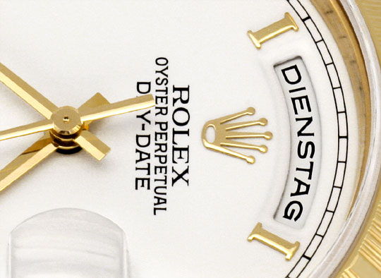 Foto 3 - Rolex Day Date Rinde Borke Herren Gelbgold Doppel Quick, U2119